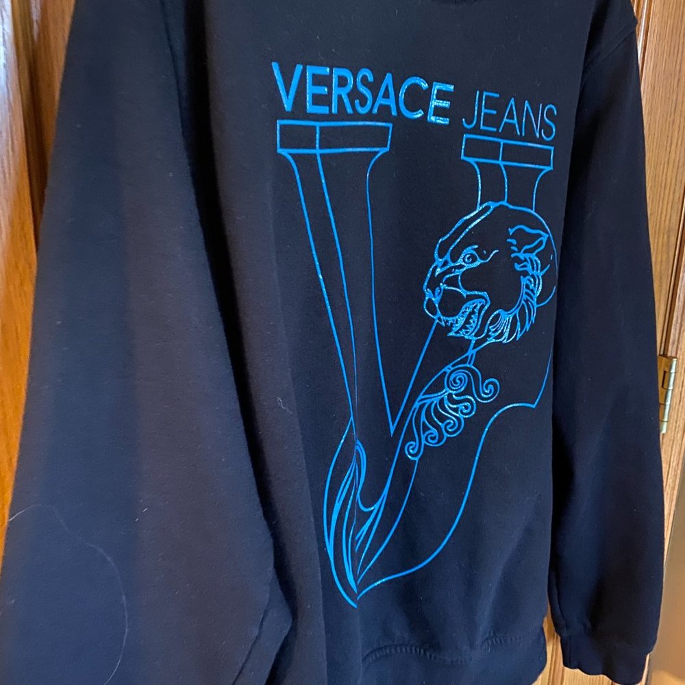 Authentic VERSACE JEANS logo mens’s crew-neck sweatshirt-Black NWOT - Picture 12 of 15